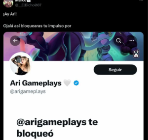 Arigameplays bloquea a usuarios como represalia